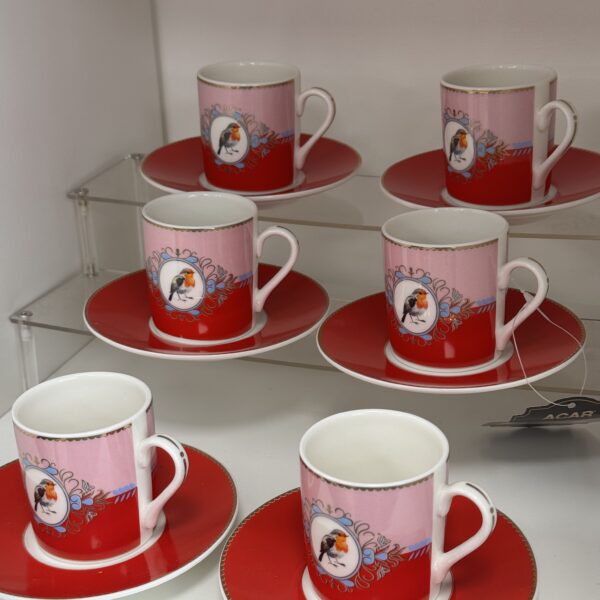 BIRD — Lot de 6 tasses à café avec sous-tasses